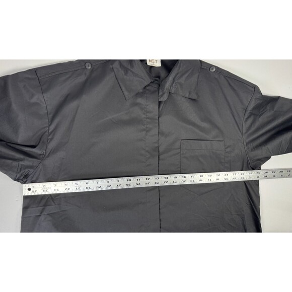Planet by Lauren G Poplin Shirt One Size Black Boxy Oversized Modern Minimalist - Picture 11 of 15